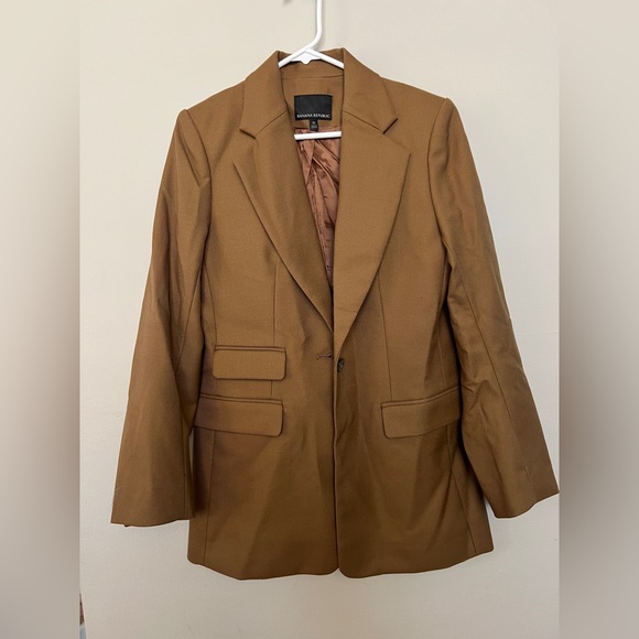 NWOT Banana Republic Lido Brown Boxy Modern Blazer Tailored Wool Blend - Picture 2 of 6